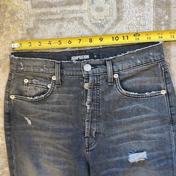 Post LA Adaptation Crop Kick Flare Distressed Black Jeans - Picture 14 of 16